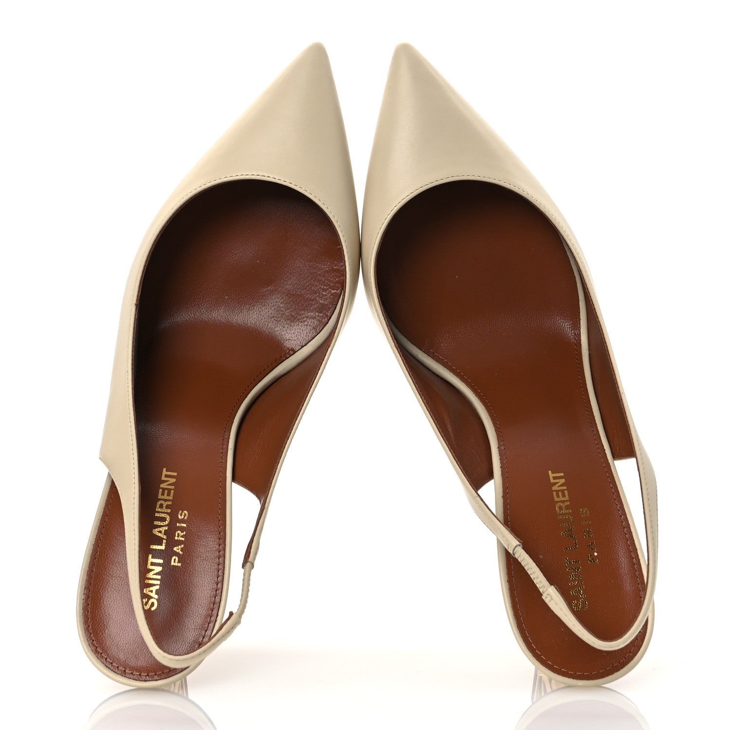 Saint Laurent Calfskin Opyum 85 Slingback Pumps 38 Real Beige 2 of 12