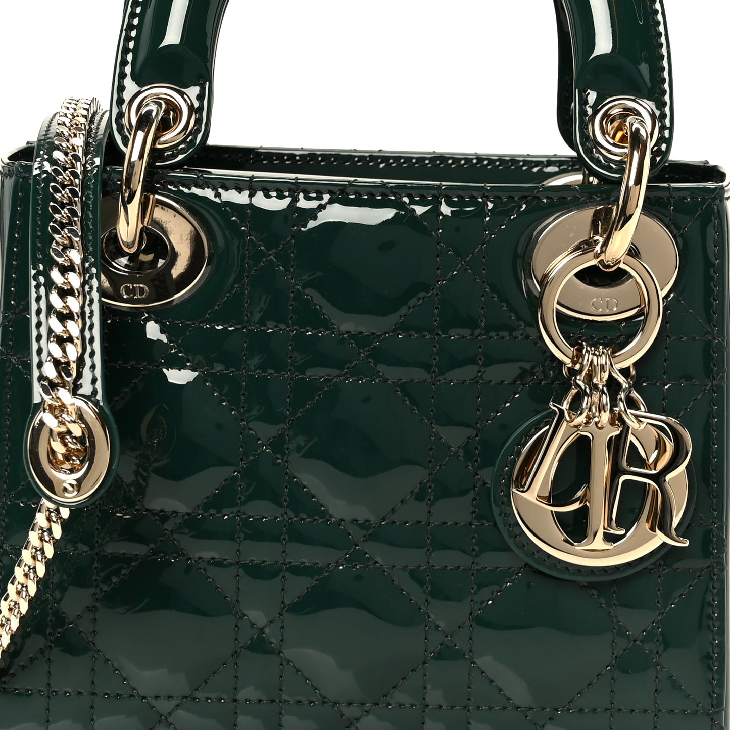 Patent Cannage Mini Lady Dior Pine Green