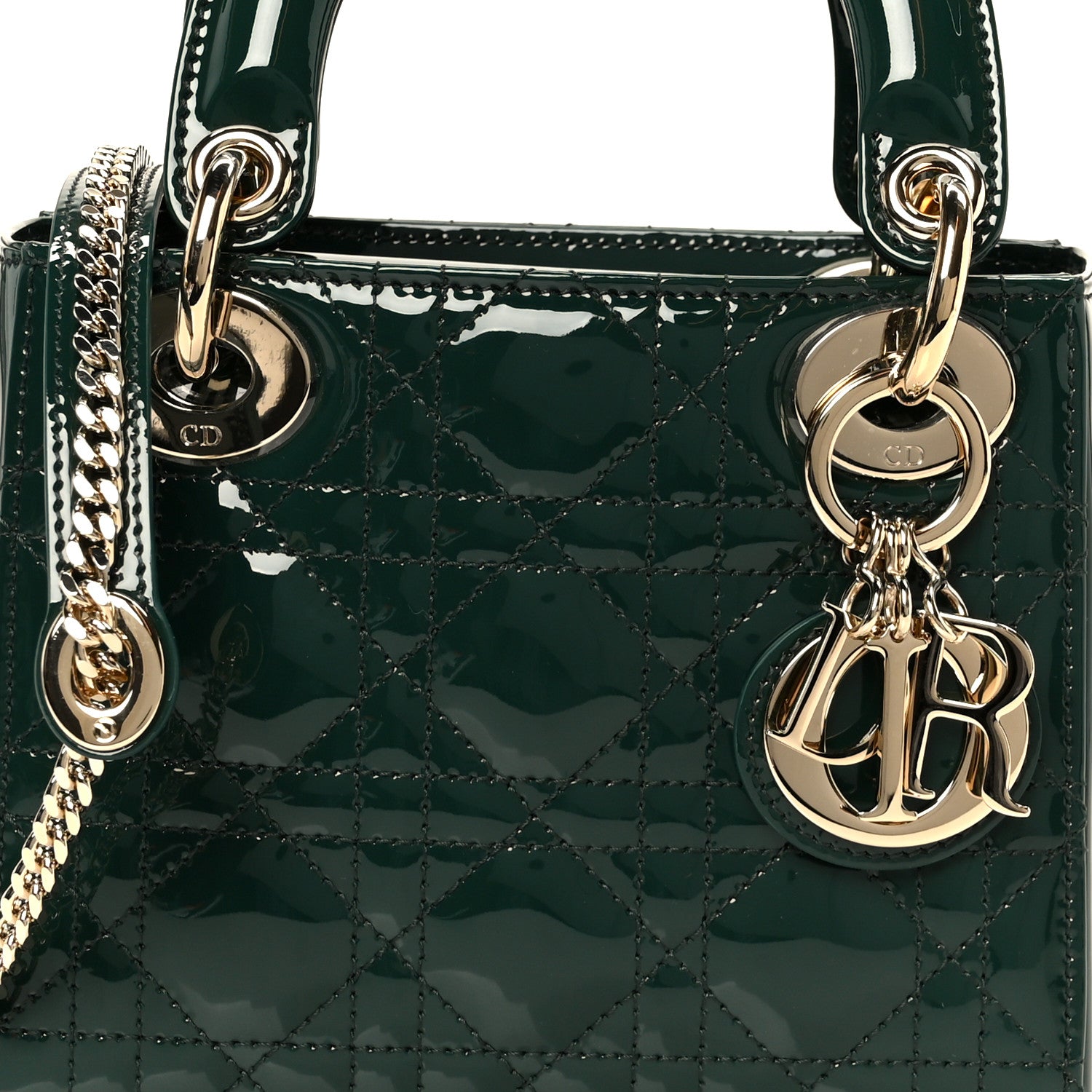 Christian Dior Patent Cannage Mini Lady Dior Pine Green 8 of 10