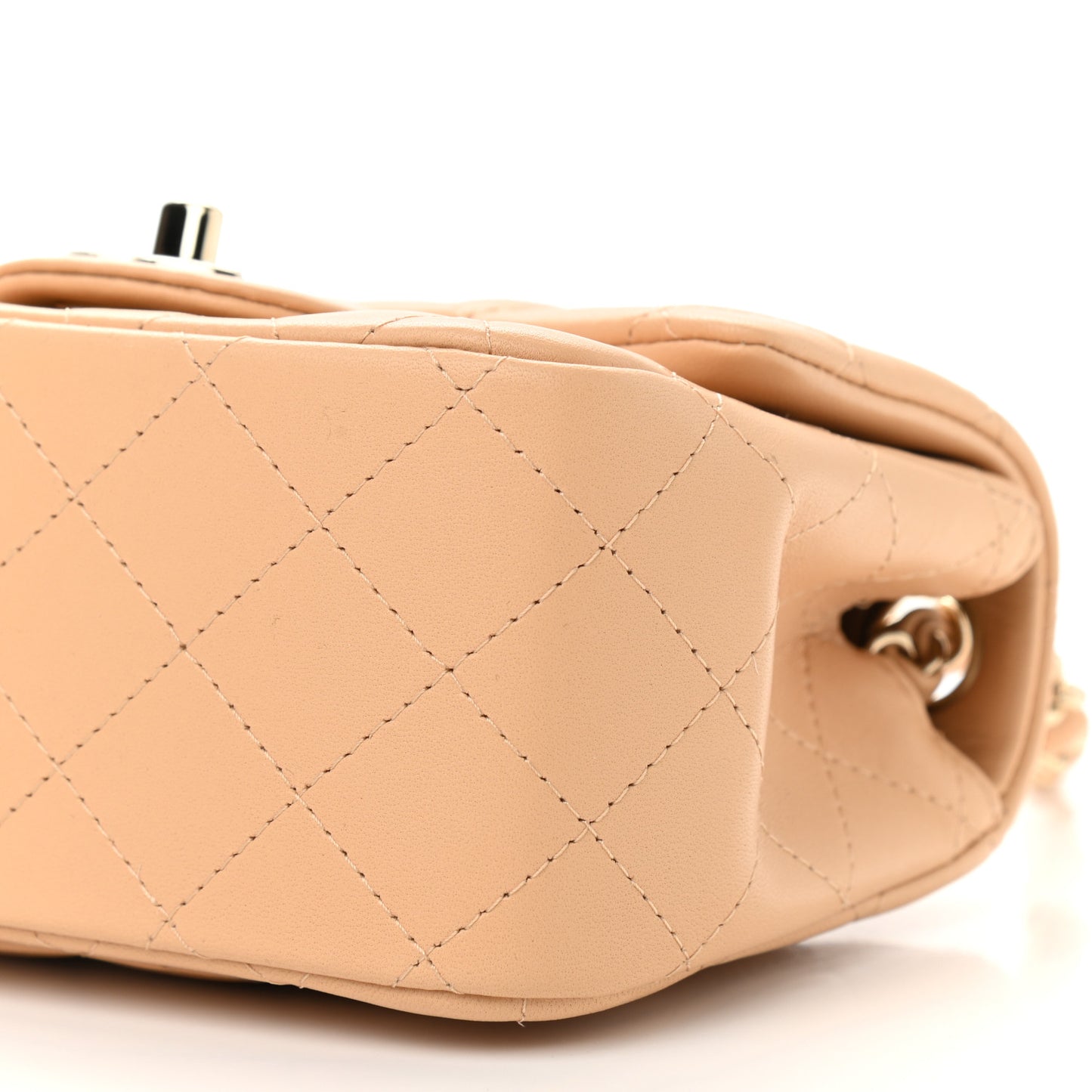Lambskin Quilted Mini Square Flap Beige