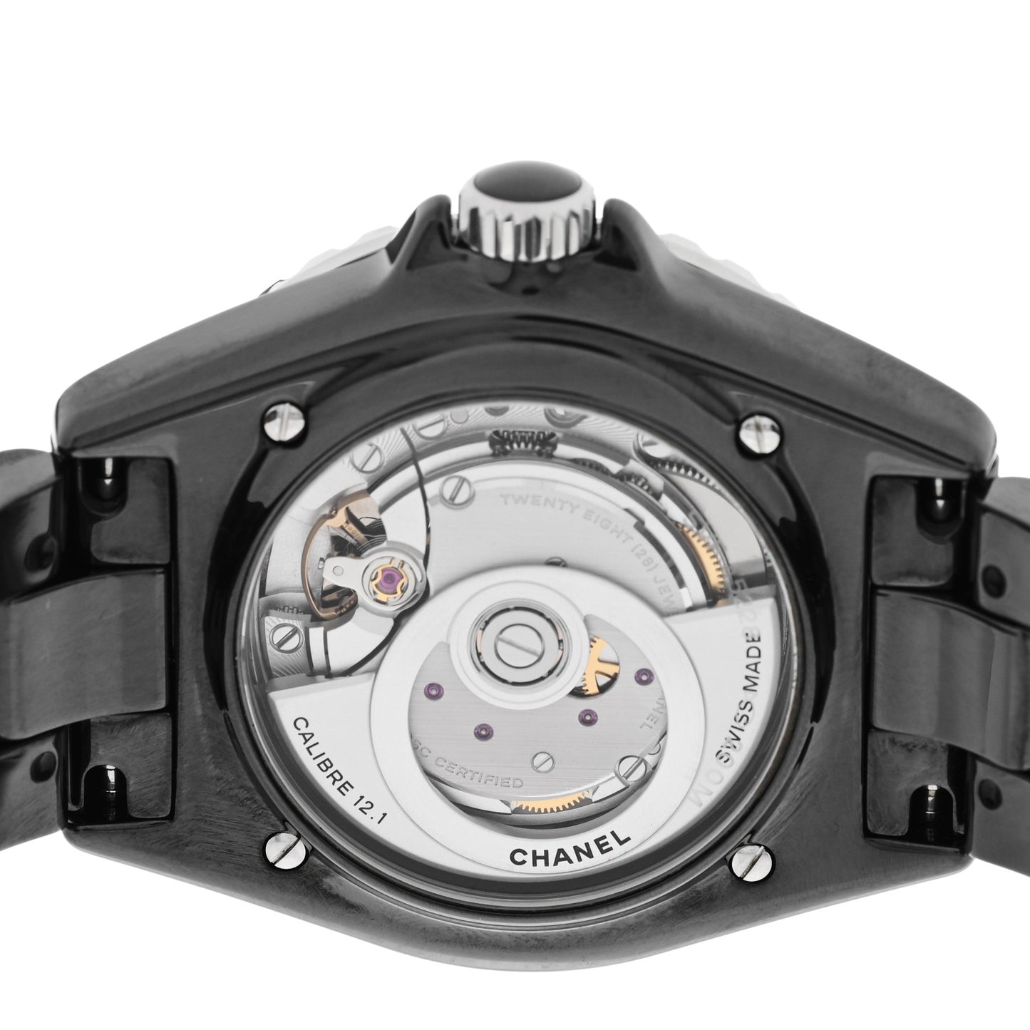 Stainless Steel Ceramic Diamond 38mm J12 Automatic Watch Black