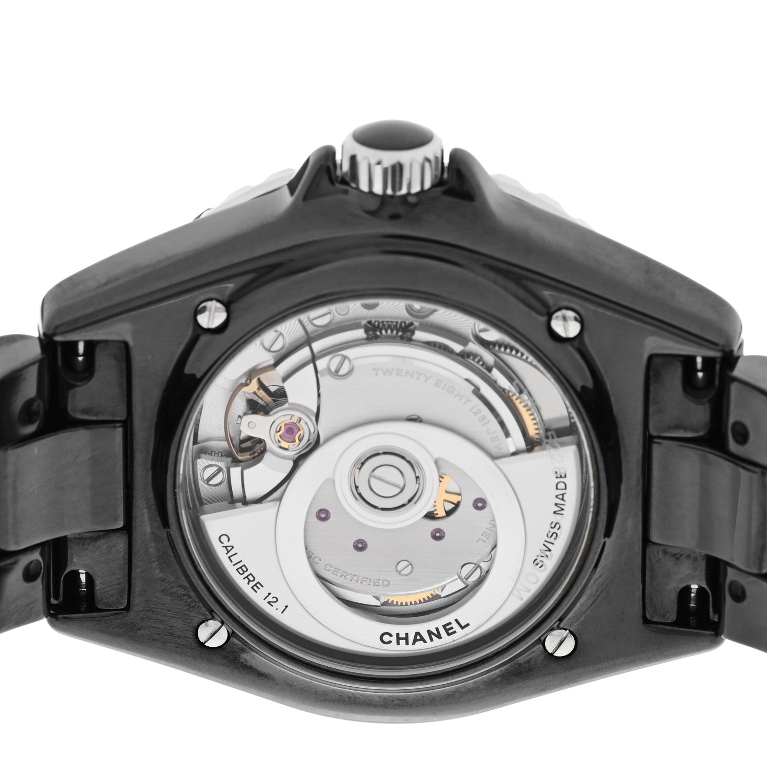 Chanel Stainless Steel Ceramic Diamond 38mm J12 Automatic Watch Black 4 of 5