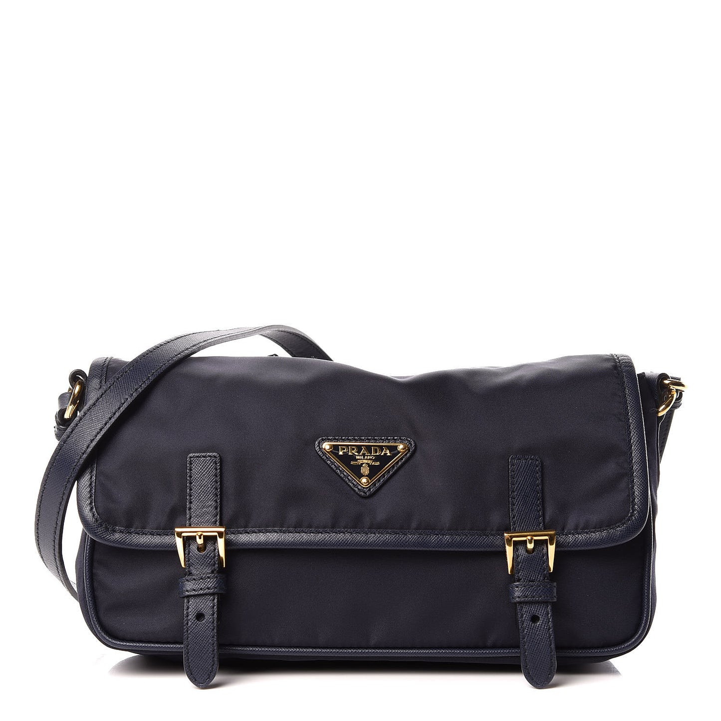 Tessuto Nylon Saffiano Small Messenger Bag Blue