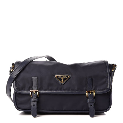 Prada Tessuto Nylon Saffiano Small Messenger Bag Blue 1 of 9