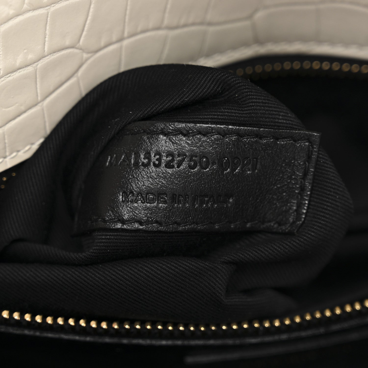 Saint Laurent Calfskin Crocodile Embossed Monogram Cassandra Clasp Bag Crema Soft 7 of 11