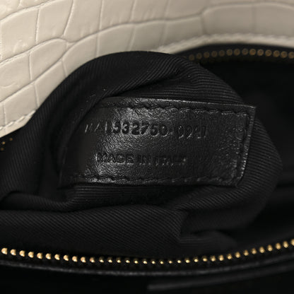 Saint Laurent Calfskin Crocodile Embossed Monogram Cassandra Clasp Bag Crema Soft 7 of 11