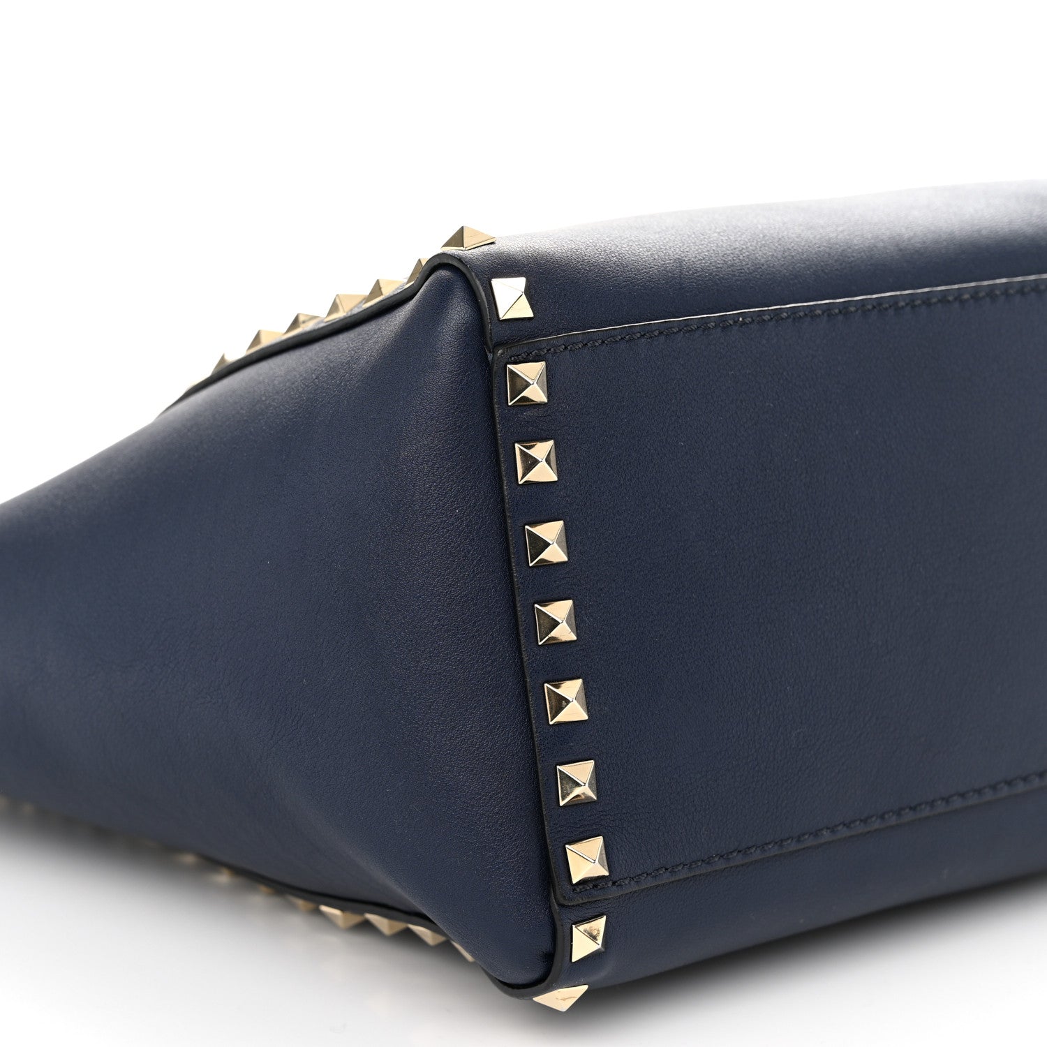 Valentino Garavani Vitello Rockstud Double Handle Tote Marine 9 of 13