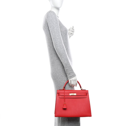 Hermes Epsom Kelly Sellier 32 Rouge Tomate 2 of 14