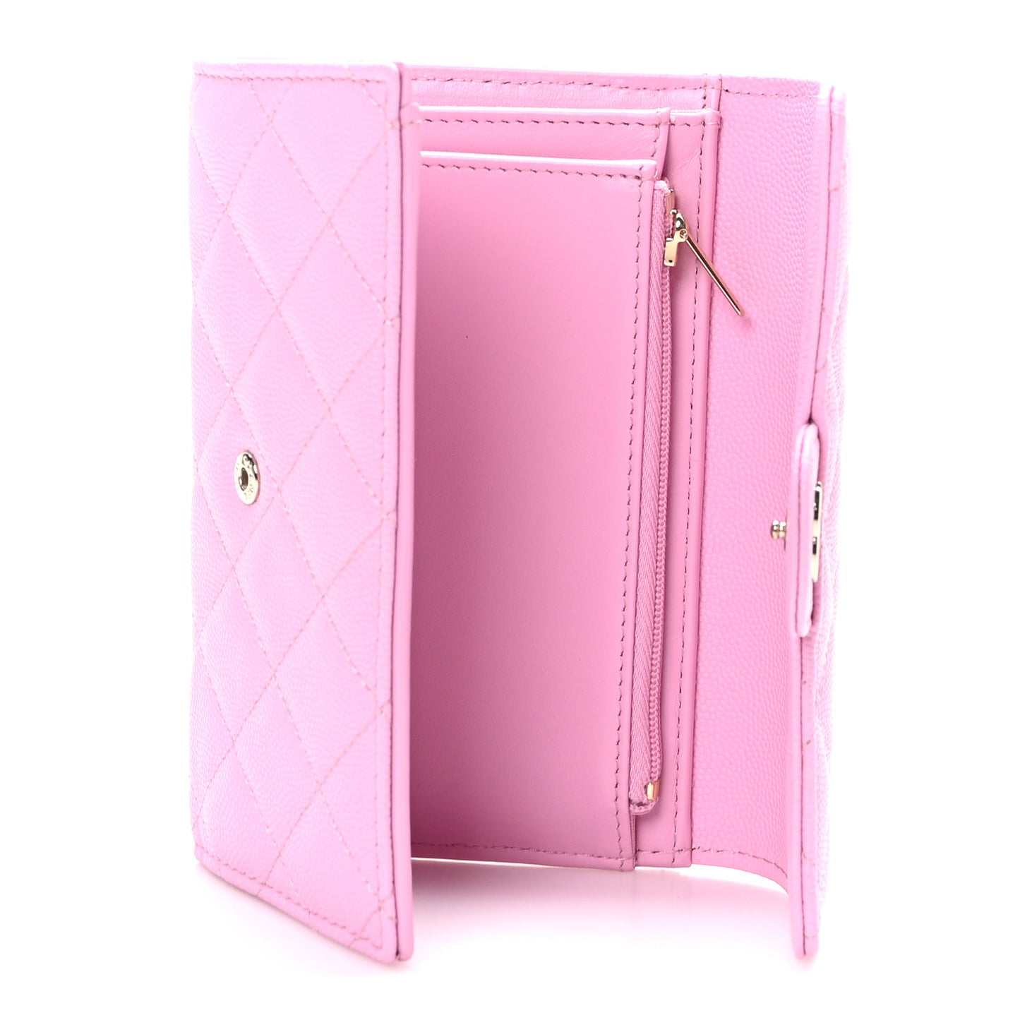 Caviar Quilted Medium Flap Wallet Pink