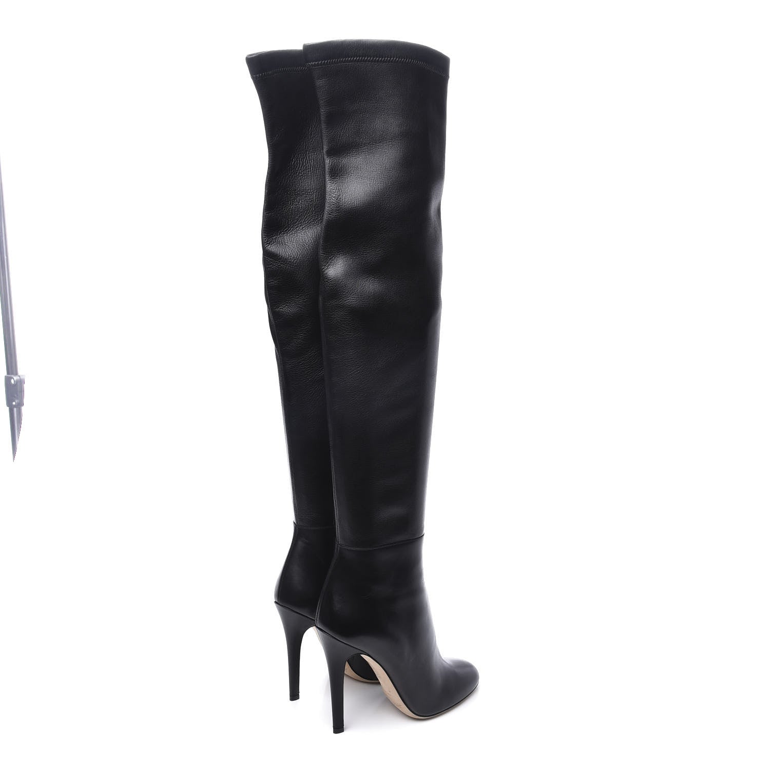 Jimmy Choo Calfskin Stretch Nappa Turner Knee High Boots 37 Black 4 of 8