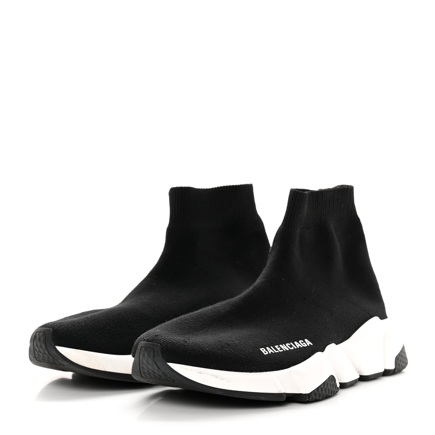 Balenciaga Neoprene Knit Womens Speed Sneakers 38 Black White 3 of 16