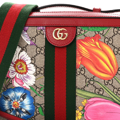 Gucci GG Supreme Monogram Flora Web Small Ophidia Top Handle Shoulder Bag Hibiscus Red 8 of 11