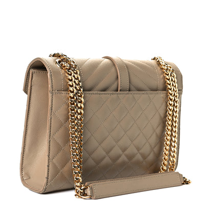 Saint Laurent Grain De Poudre Textured Mixed Matelasse Medium Triquilt Monogram Satchel Latte Cream 2 of 13