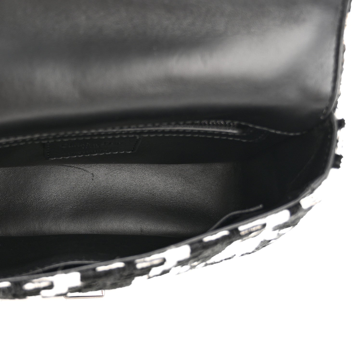 Christian Dior Tweed Macro Houndstooth Small Caro Bag Black White 5 of 13