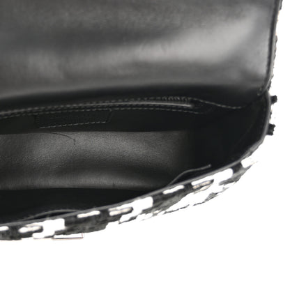 Christian Dior Tweed Macro Houndstooth Small Caro Bag Black White 5 of 13