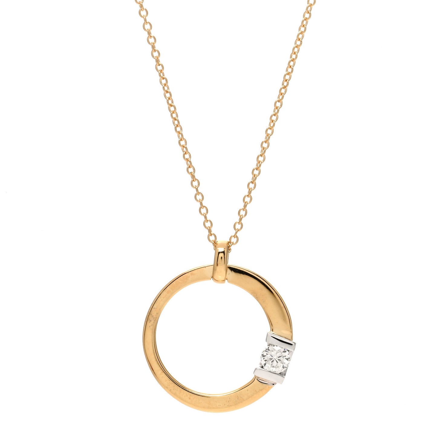 18K Yellow White Gold Diamond Cento Bridal Pendant Necklace