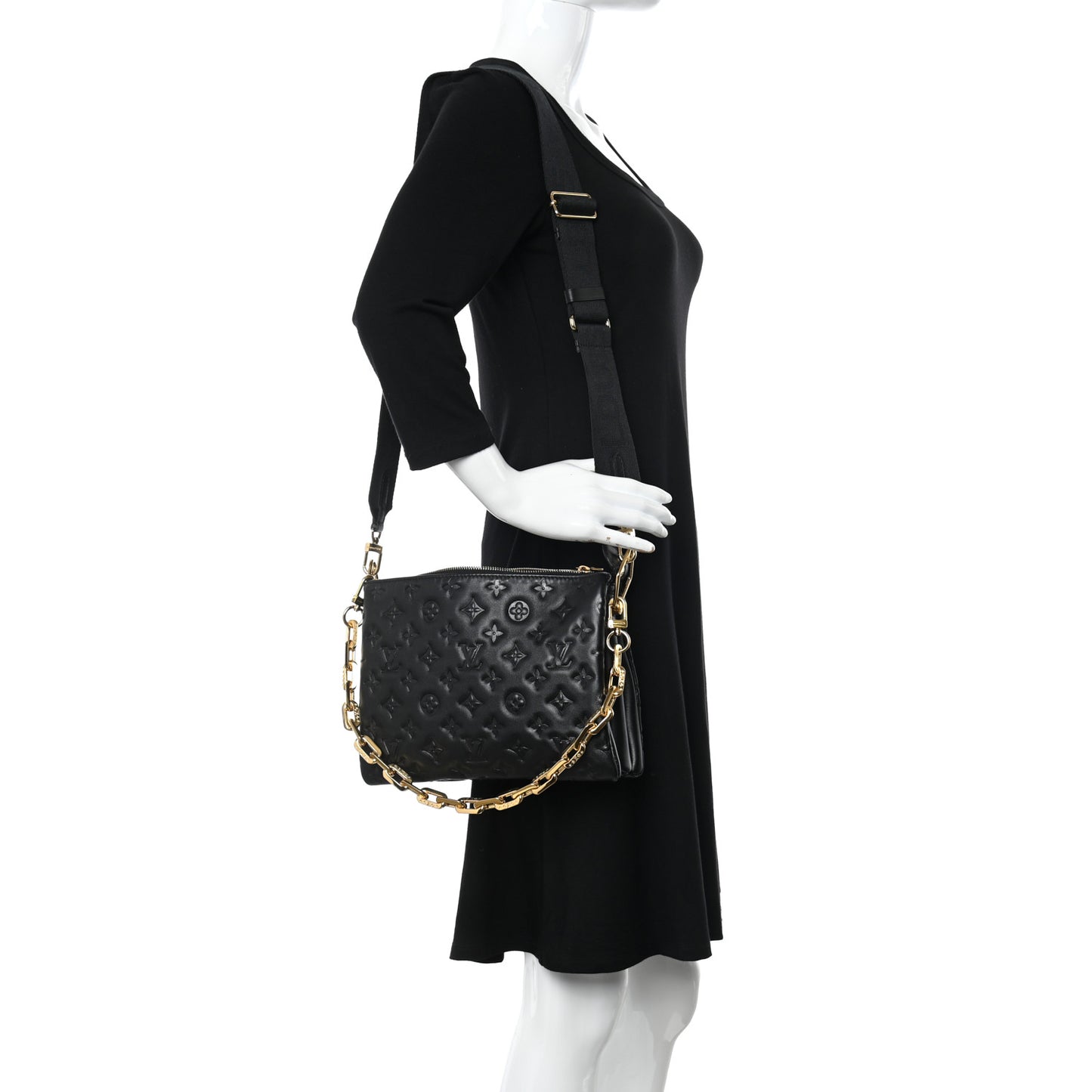 Lambskin Embossed Monogram Coussin PM Black