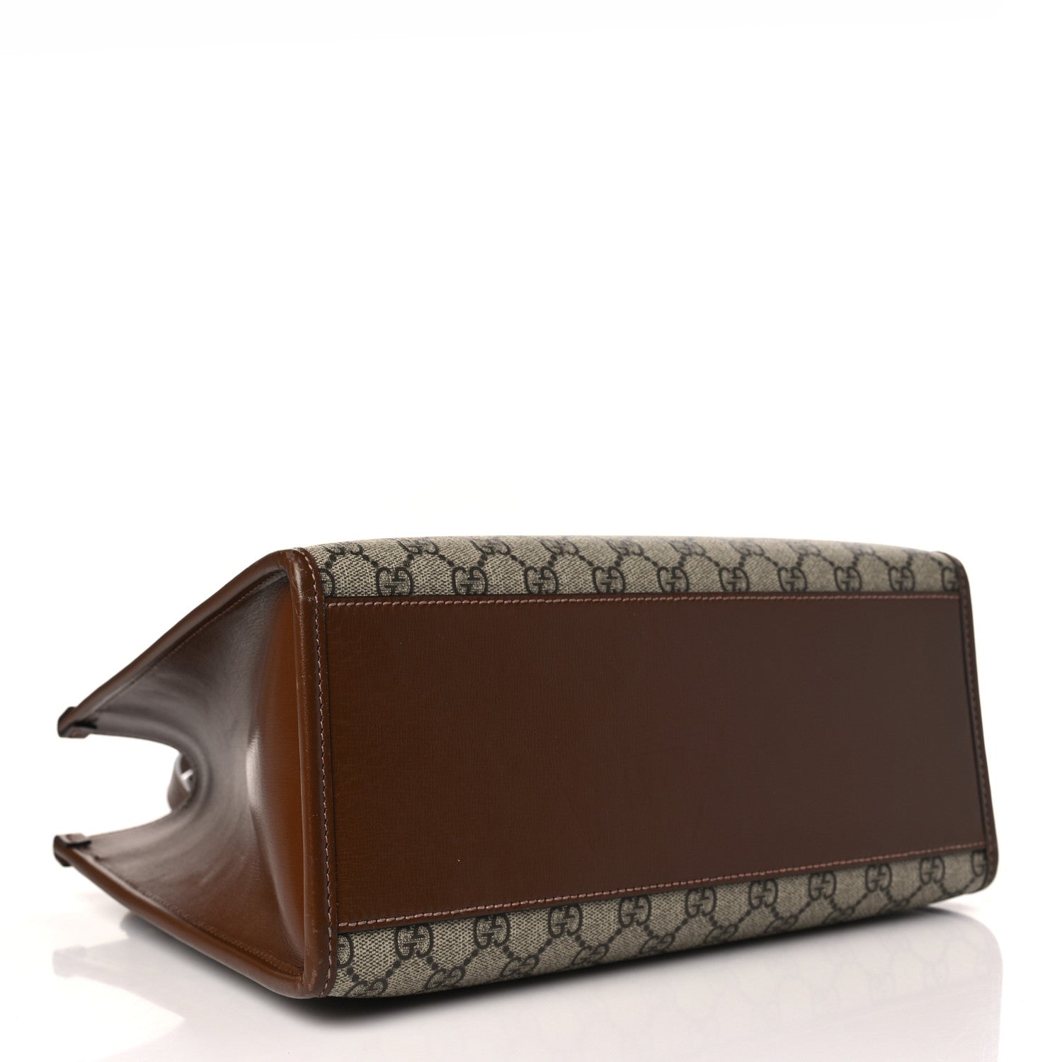 Gucci GG Supreme Monogram Azalea Calfskin Small Retro Interlocking G Tote Bag Beige Ebony Brown Sugar 4 of 9