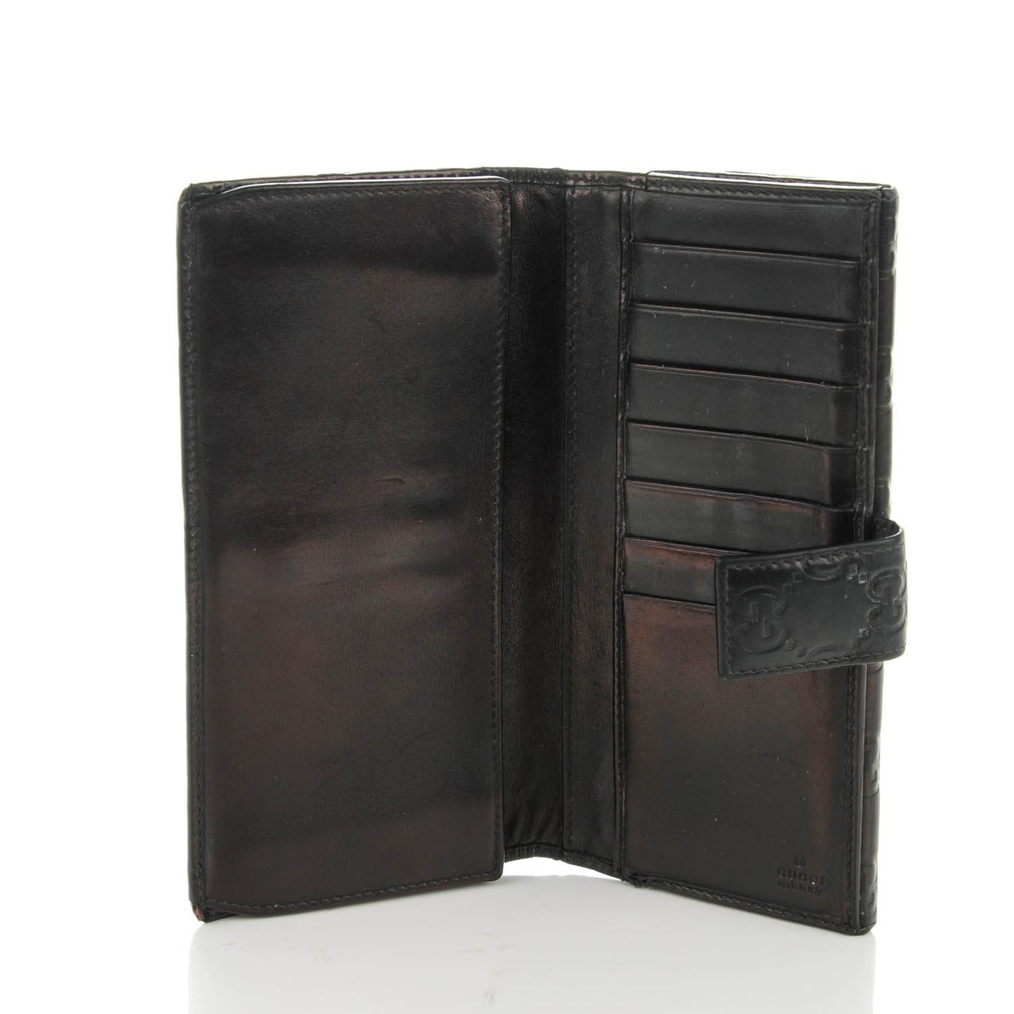 Guccissima Margaux Calfskin Metal Bar Continental Flap Wallet Black