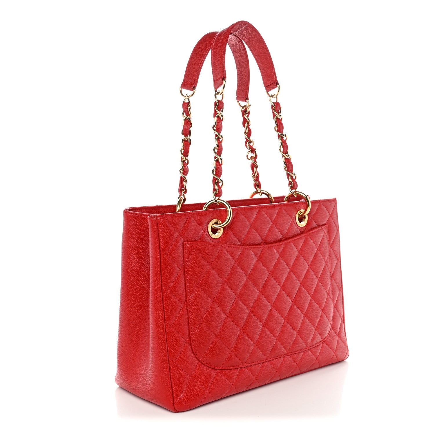 Chanel Caviar Quilted Grand Shopping Tote GST Red 3 of 11