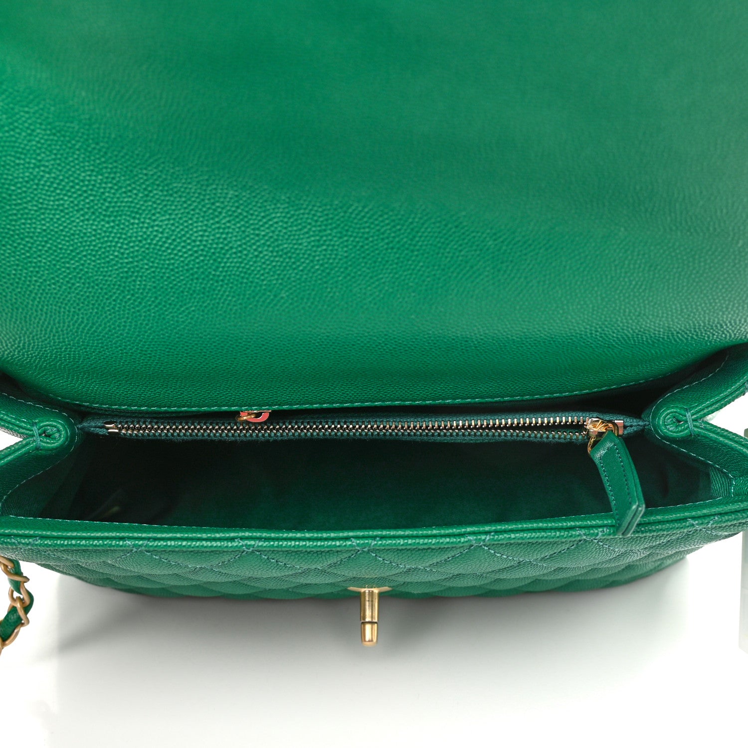 Chanel Caviar Quilted Small Coco Handle Flap Green 5 of 10