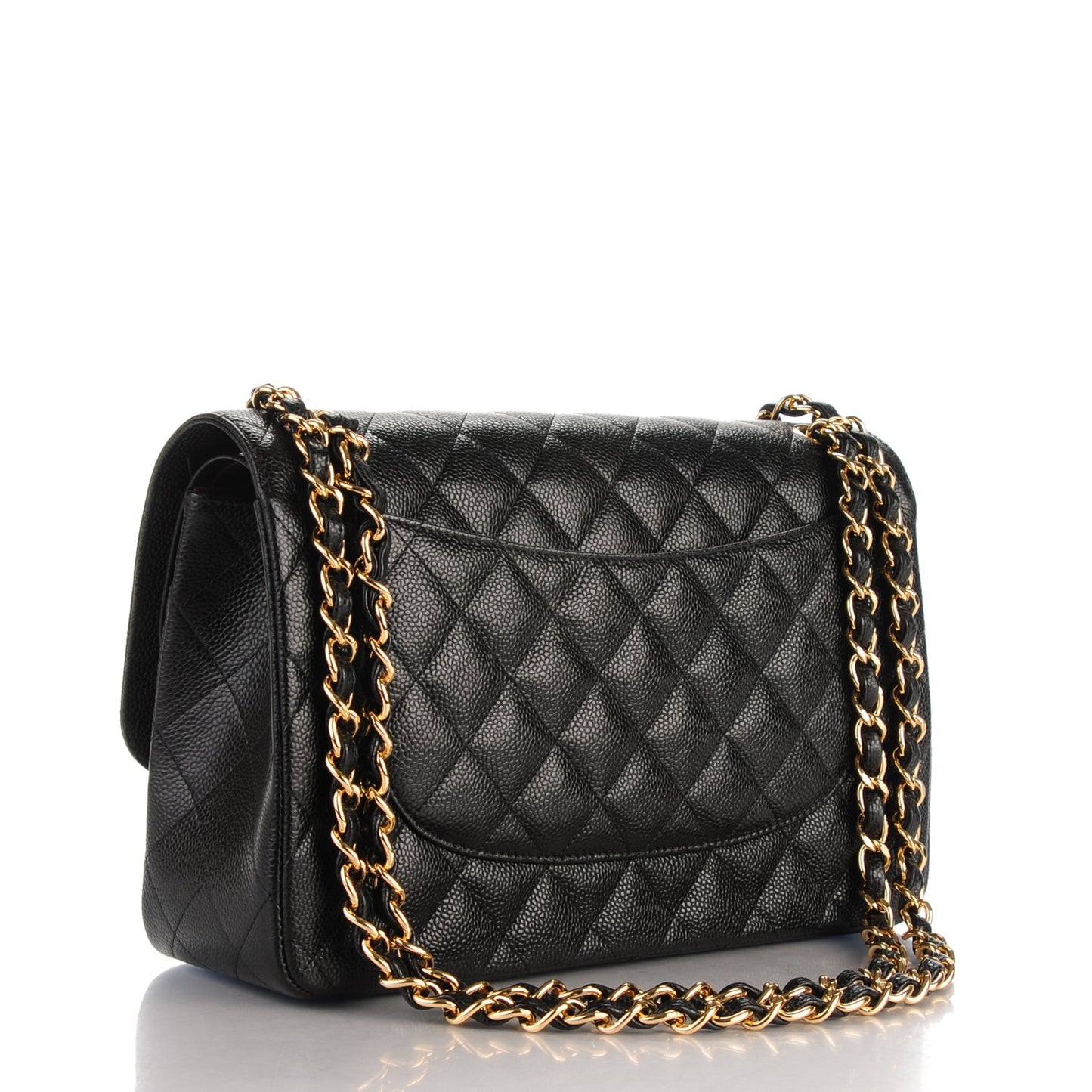 Caviar Quilted Jumbo Double Flap Black