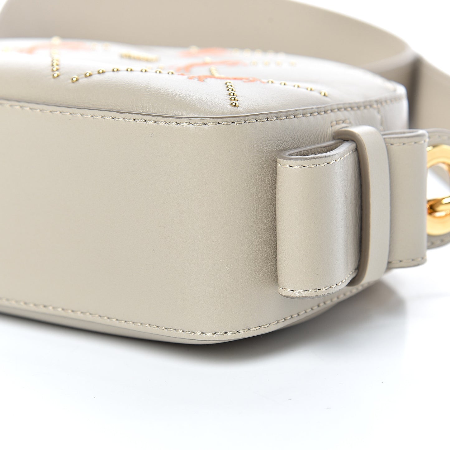 Smooth Calfskin Little Horses Embroidered Shoulder Bag Pastel Grey