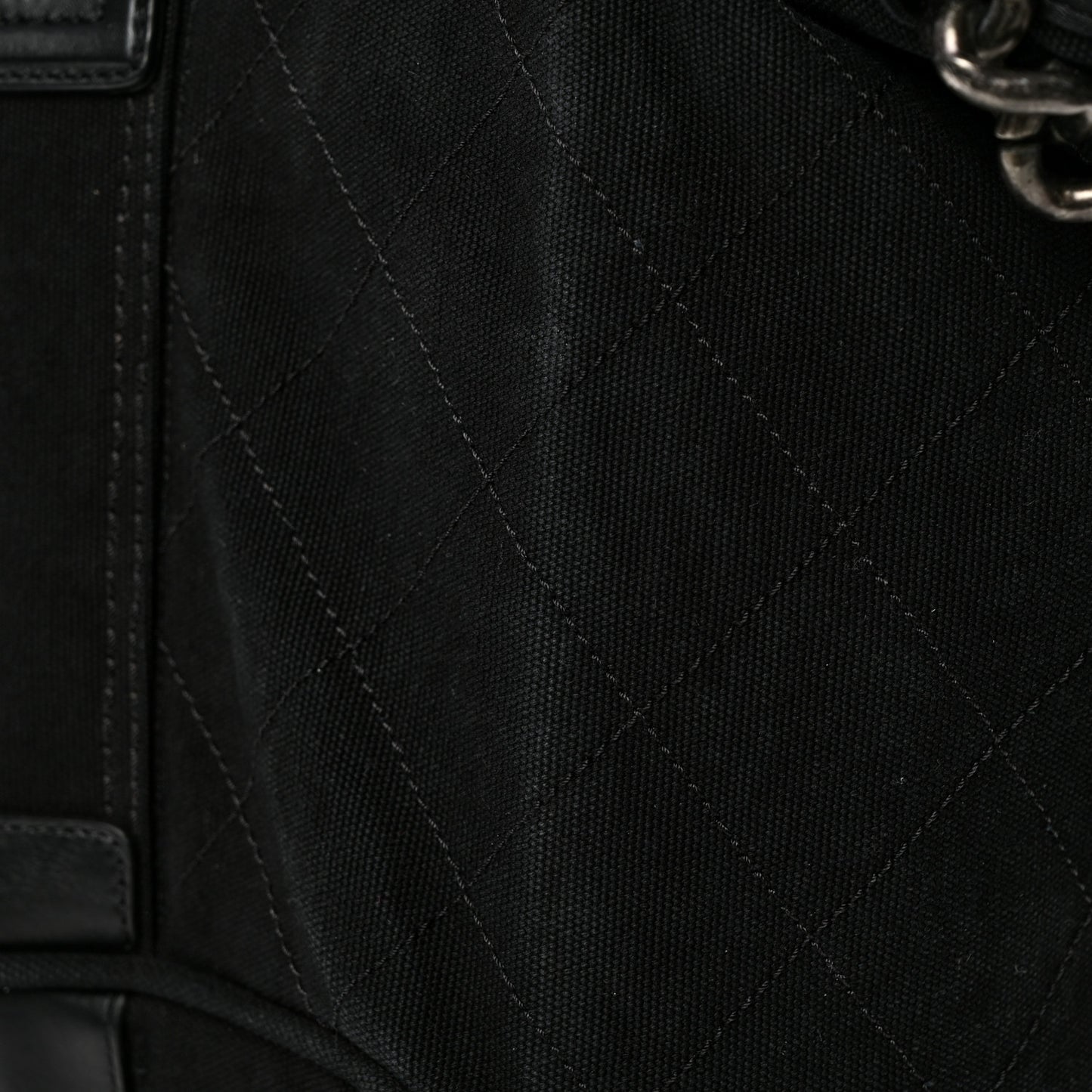 Washed Toile Calfskin Quilted Trolley Black