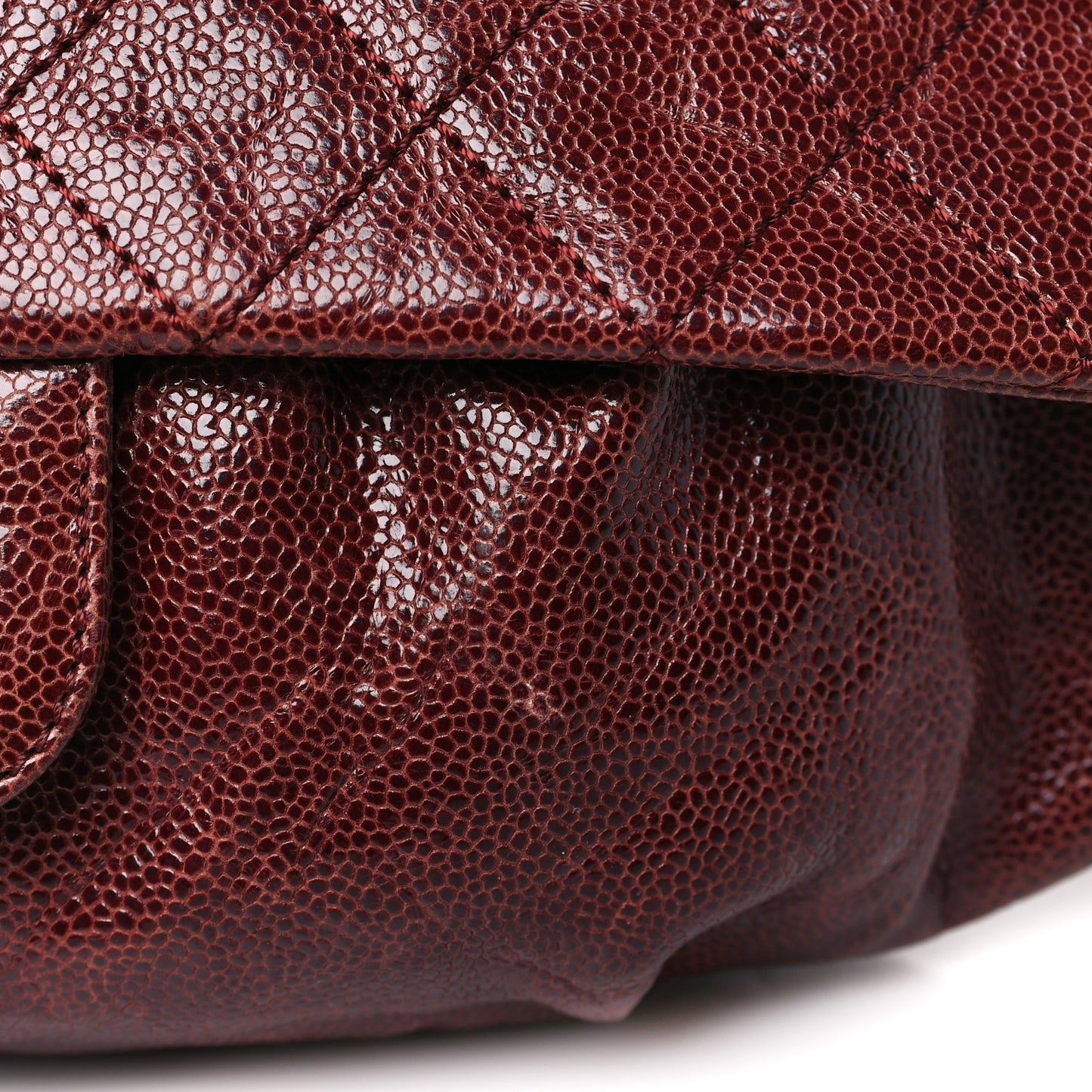 Caviar Quilted Medium Elastic Flap Bordeaux
