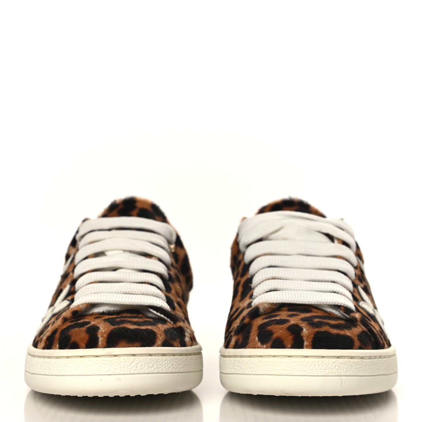 Calfskin Pony Hair Leopard Monogram Frontrow Sneakers 35