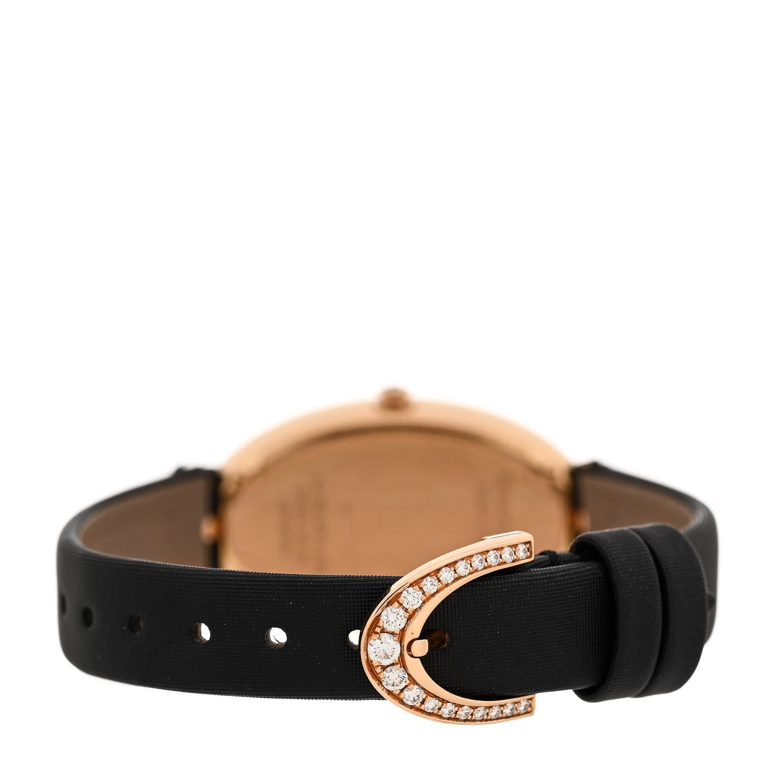 Tiffany 18K Rose Gold Satin Diamond Bezel 21mm 2-Hand Cocktail Quartz Watch Black 3 of 6