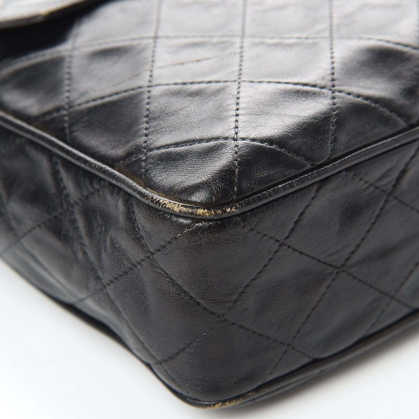 Lambskin Quilted Flap Shoulder Bag Black