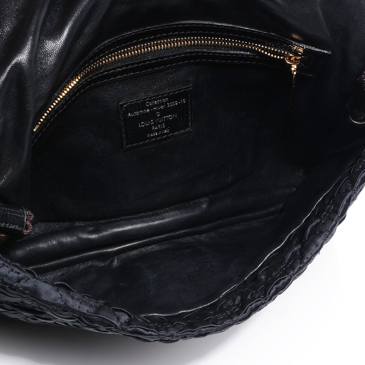 Satin Quilted Monogram Coquette Pochette Navy