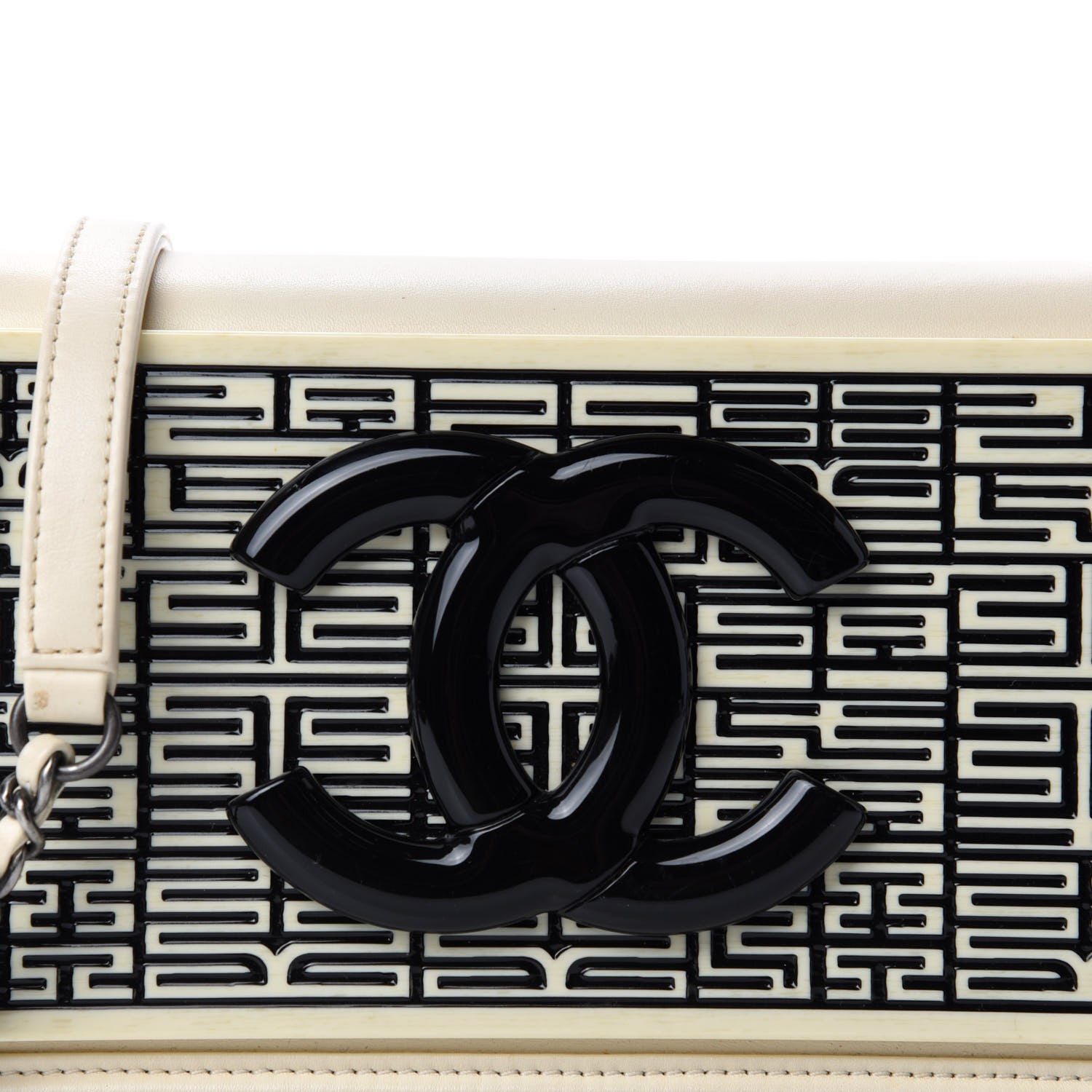 Chanel Lambskin Plexiglass Seamless Greek Horizontal Boy Brick Flap Dark White 10 of 10