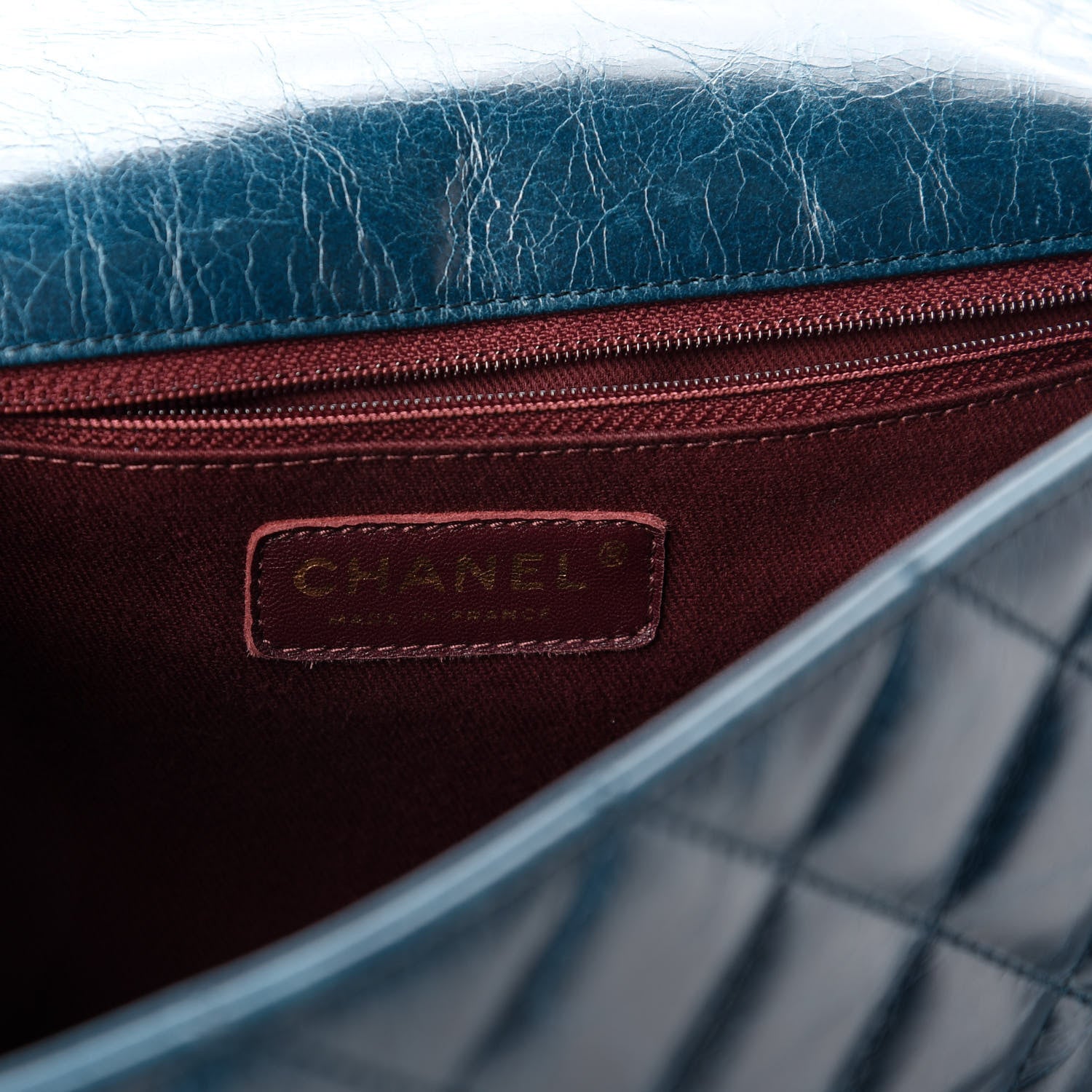 Chanel Glazed Calfskin Castle Rock Large Flap Blue 8 of 10