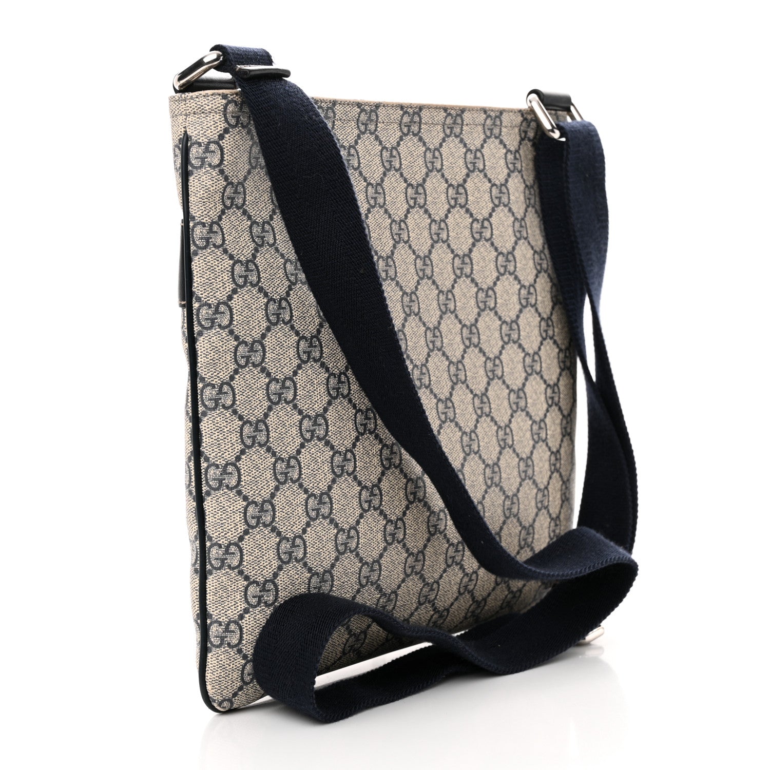 Gucci GG Supreme Monogram Flat Messenger Bag Black 3 of 12