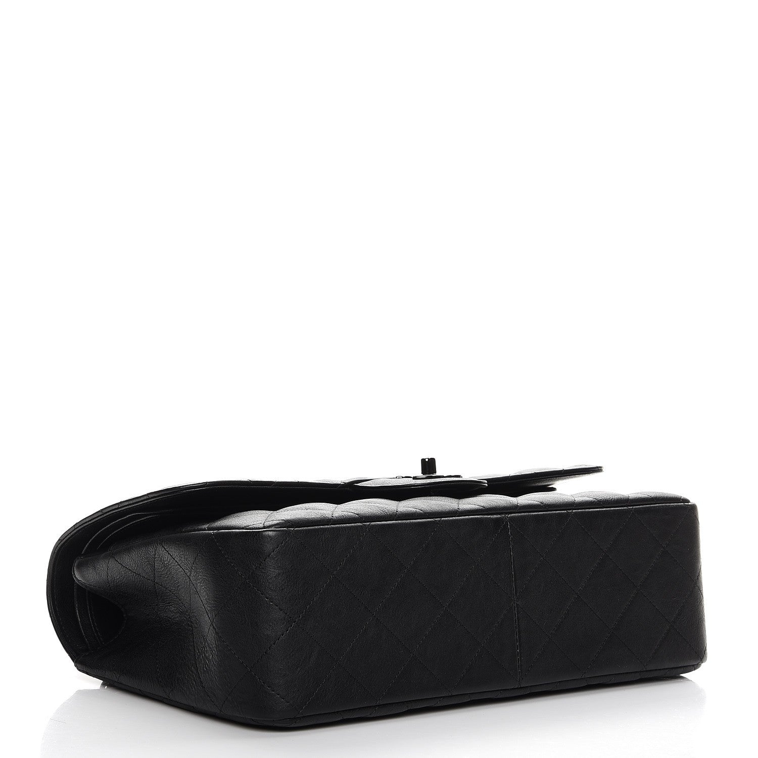 Chanel Crumpled Calfskin Quilted Jumbo Double Flap So Black 5 of 9