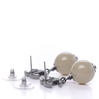 Chanel Ruthenium CC Bead Drop Earrings Gris 3 of 5