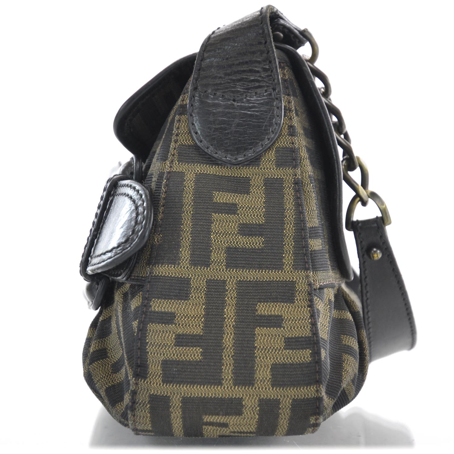 Fendi Zucca B Bis Flap Bag Tobacco Castagna 4 of 12