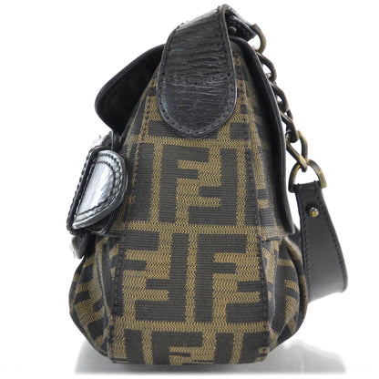 Fendi Zucca B Bis Flap Bag Tobacco Castagna 4 of 12