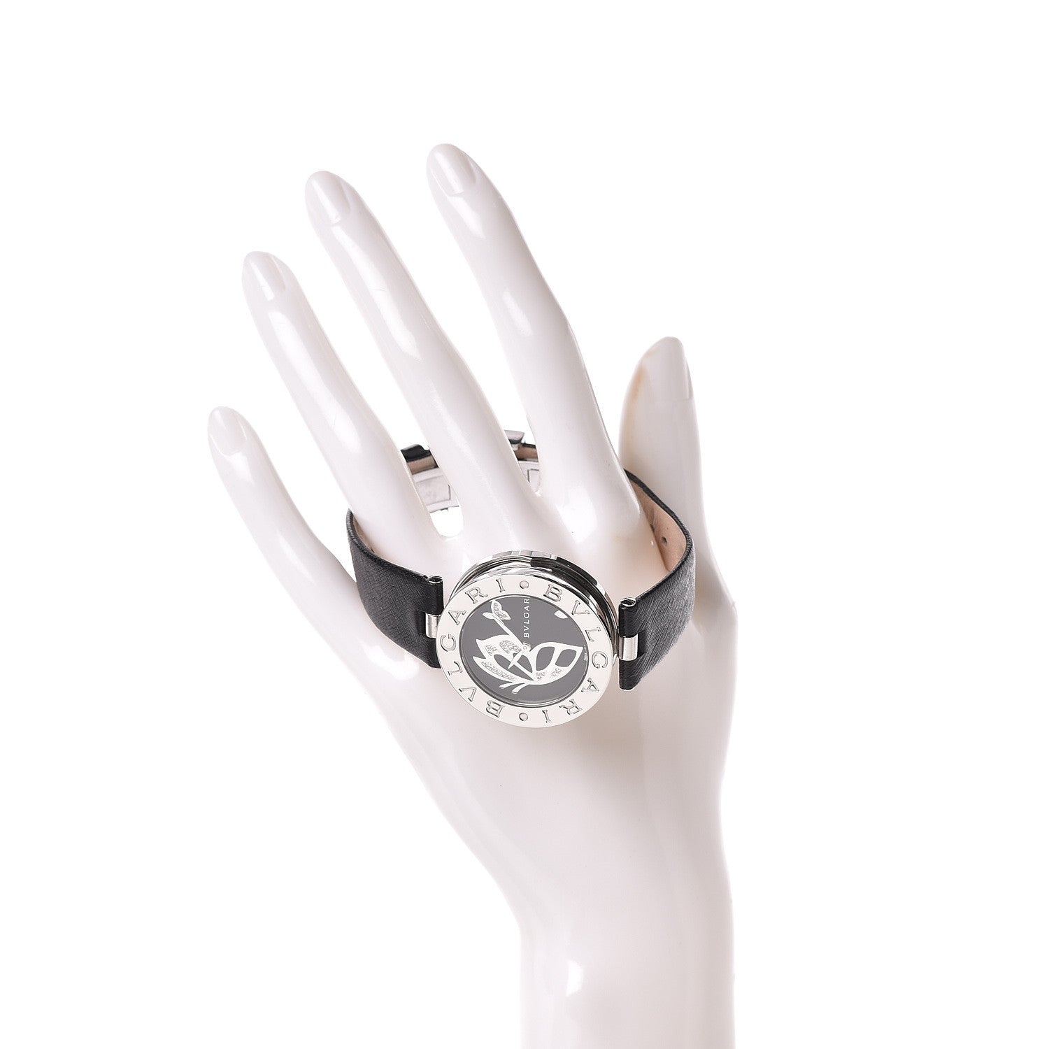 Bulgari Stainless Steel Calfskin Diamond 35mm B.Zero1 Butterfly Quartz Watch Black 2 of 8