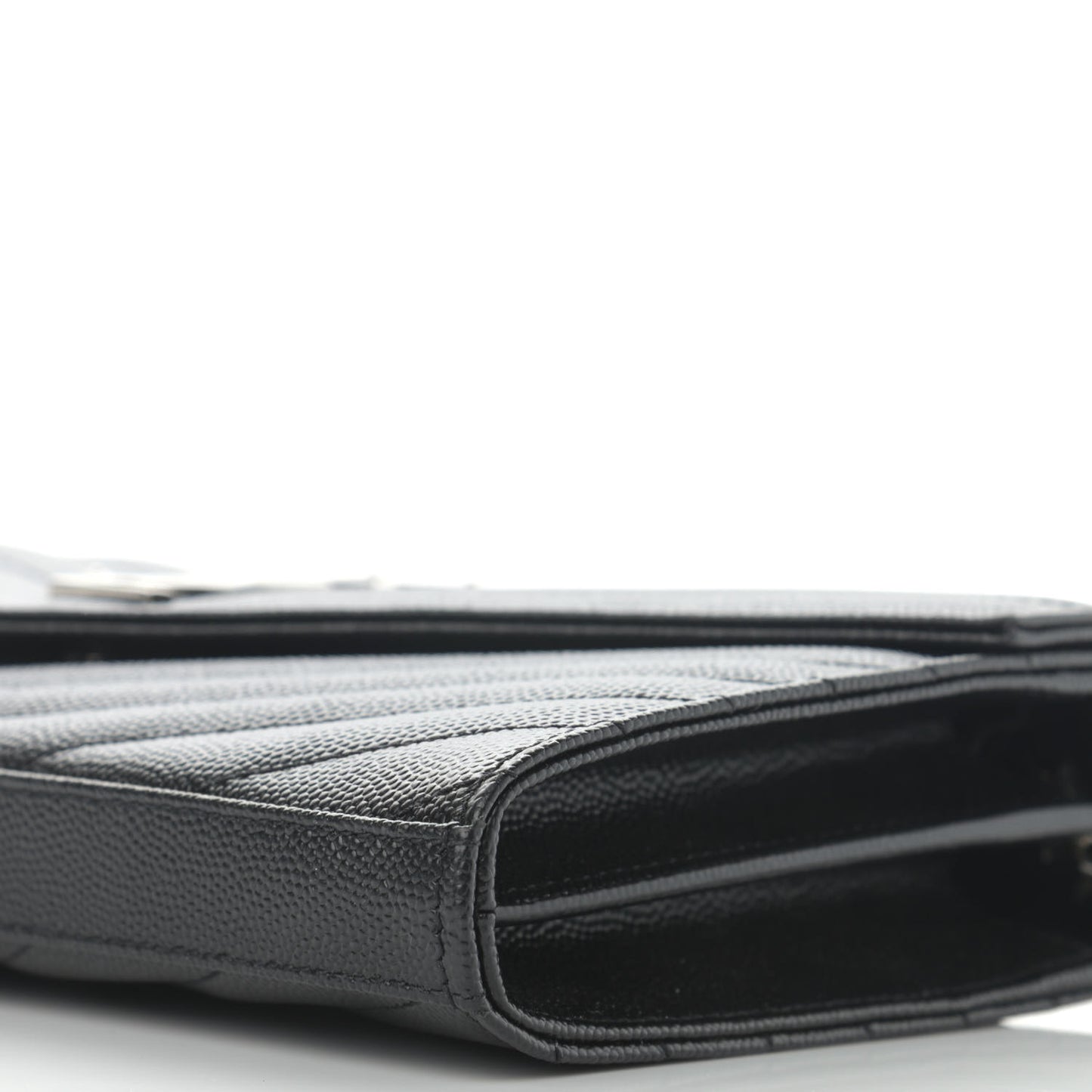 Grain De Poudre Matelasse Chevron Monogram Chain Wallet Black