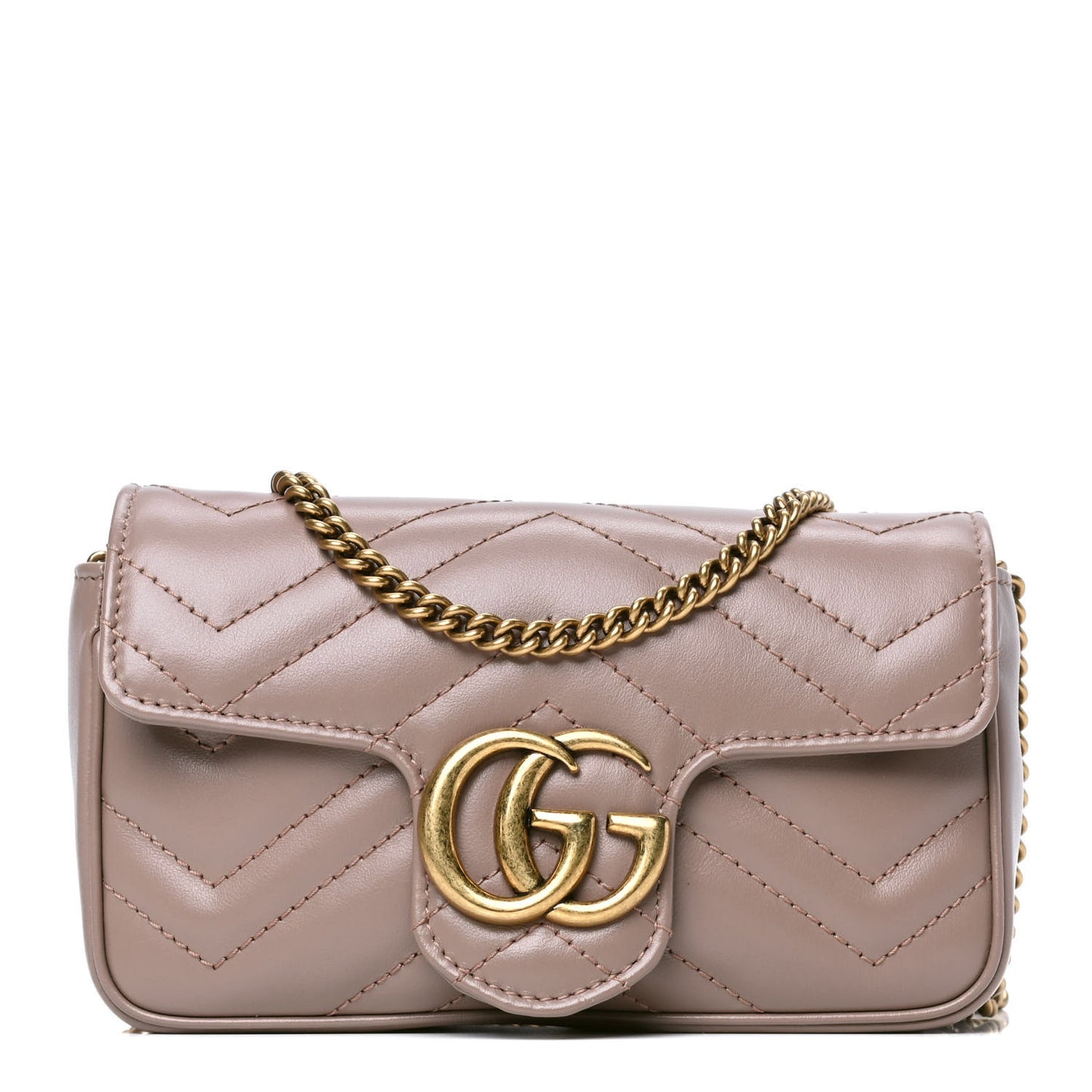 Calfskin Matelasse Super Mini GG Marmont Shoulder Bag Porcelain Rose