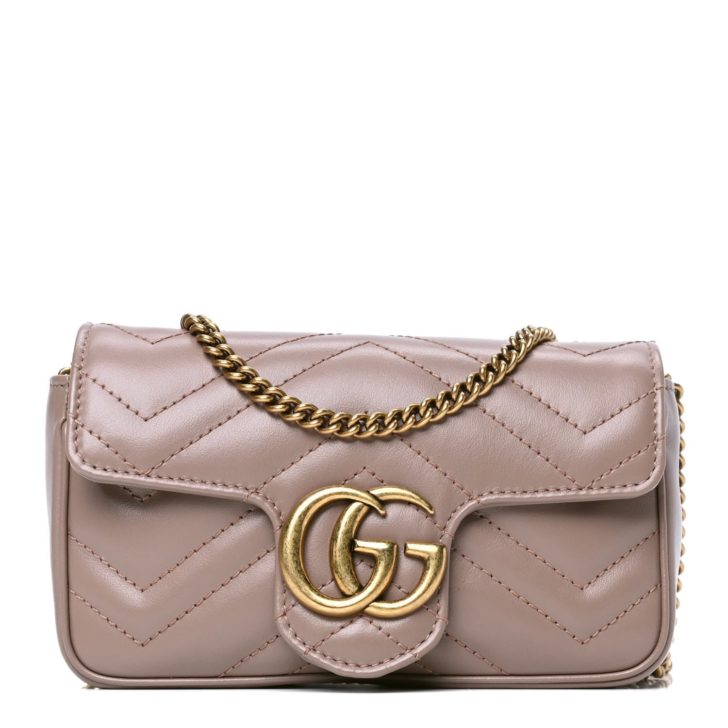 Gucci Calfskin Matelasse Super Mini GG Marmont Shoulder Bag Porcelain Rose 1 of 5