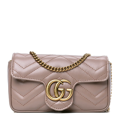 Gucci Calfskin Matelasse Super Mini GG Marmont Shoulder Bag Porcelain Rose 1 of 5