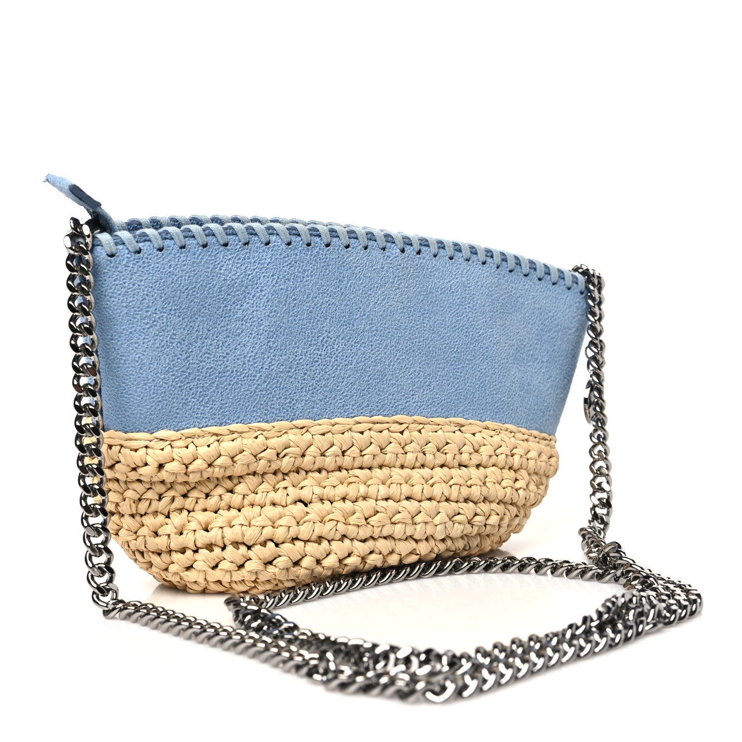 Stella McCartney Shaggy Deer Raffia Mini Shoulder Bag Light Blue 3 of 10