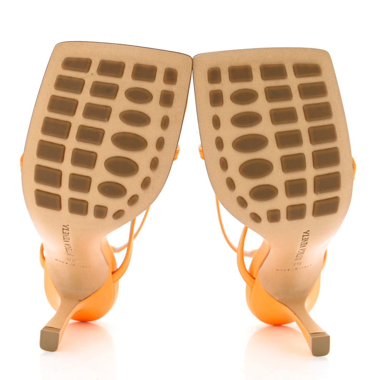 Lambskin Stretch Multi Strap 90mm Sandals 36 Tangerine