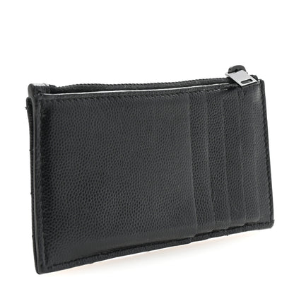 Saint Laurent Grain De Poudre Matelasse Chevron Monochrome Fragments Zippered Card Case Black 3 of 7