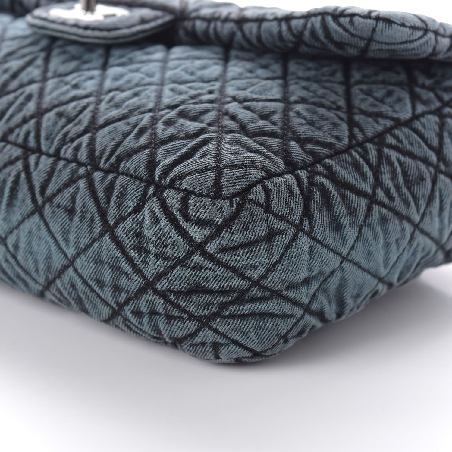 Chanel Denim Quilted Denimpression Flap Green Blue 7 of 10