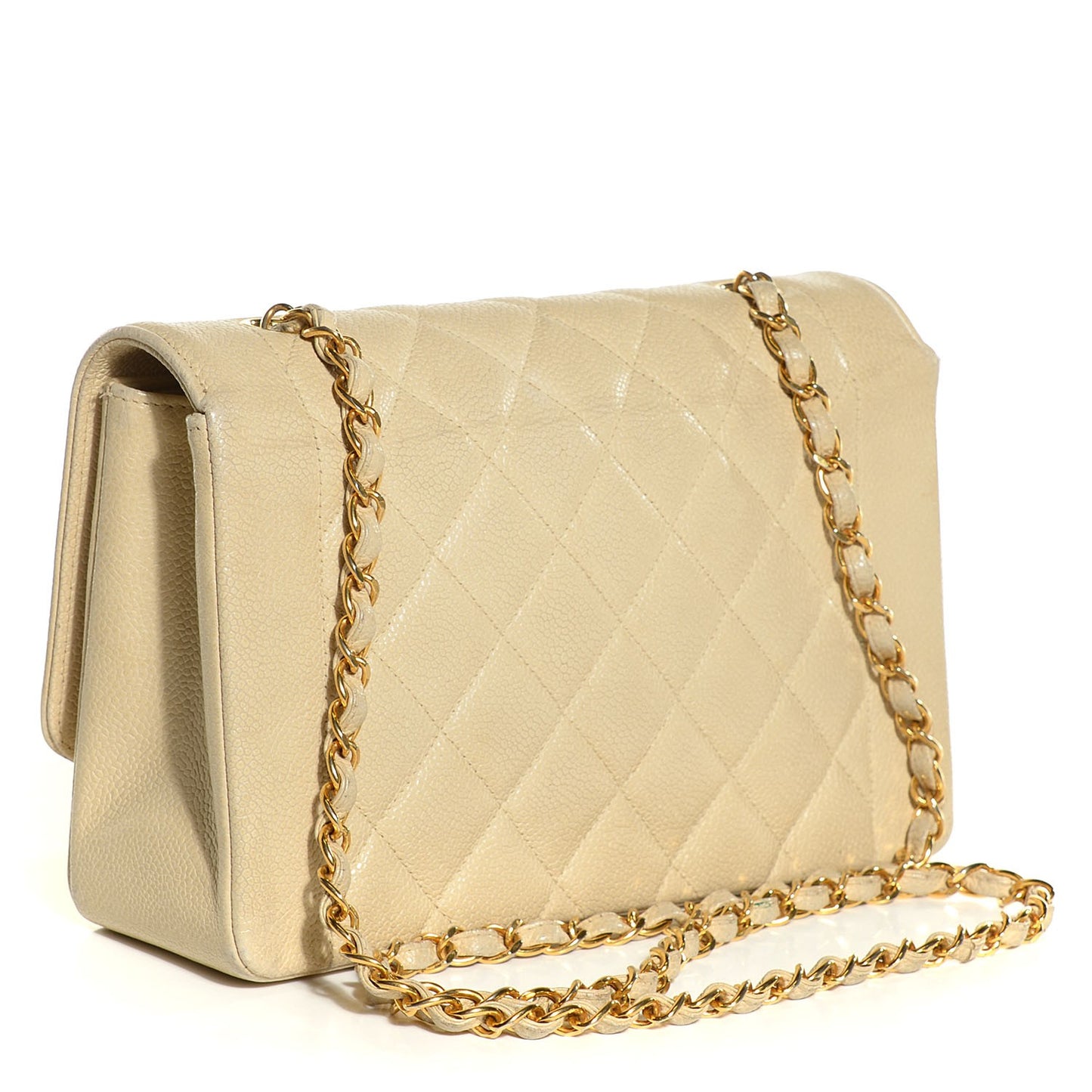 Caviar Quilted Medium Single Flap Beige Clair